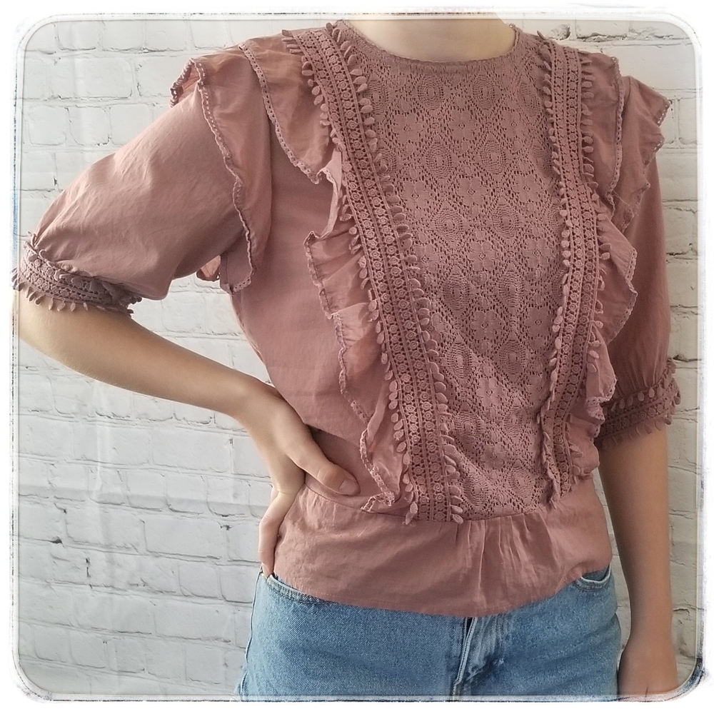 Love Sam | Ruffle Top with Crochet and Lace